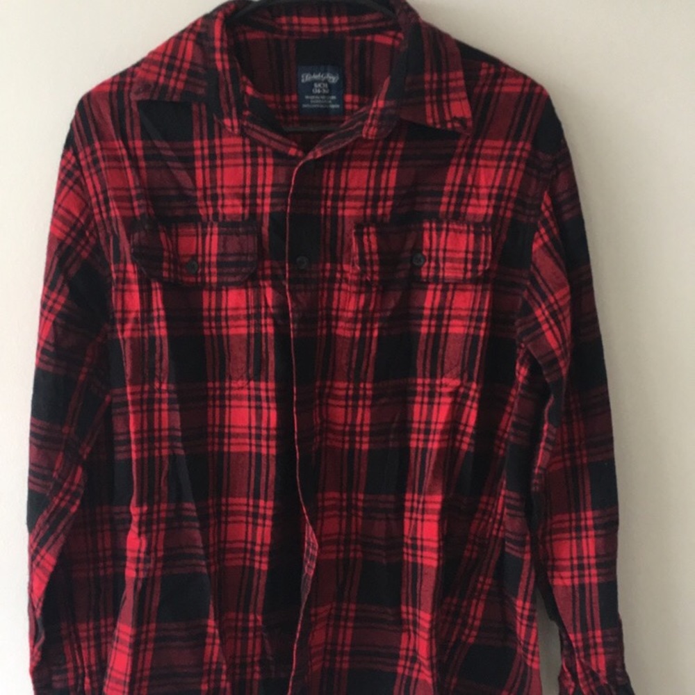 Red and black flannel shirt